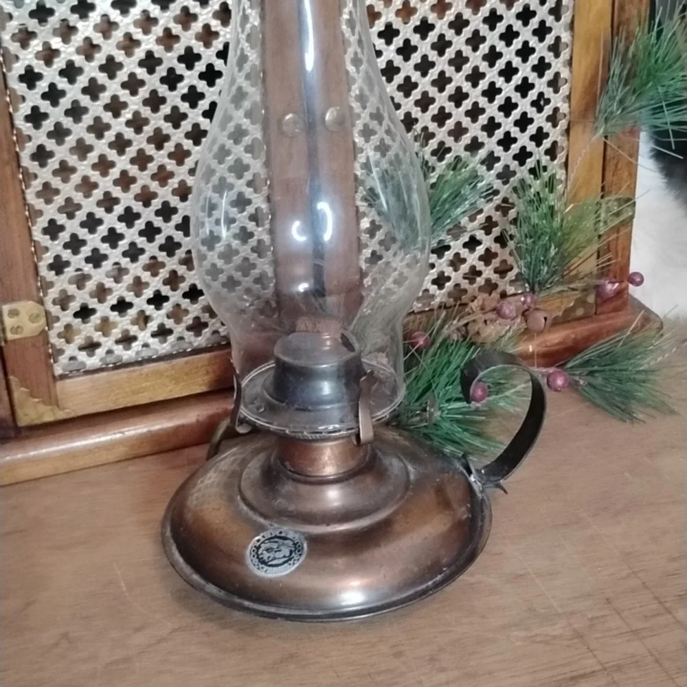 . Vintage Lamplight Farms Copper Hurricane Lamp Lantern - Oil Lantern with Wick